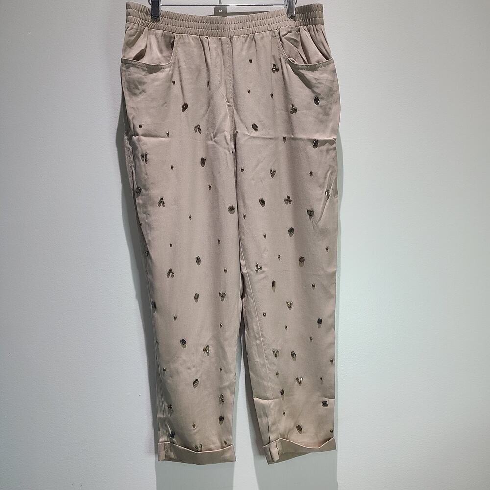 Chico's Pull On Ankle Pants Size 1 Scattered Gems Embellished High Rise Size 8